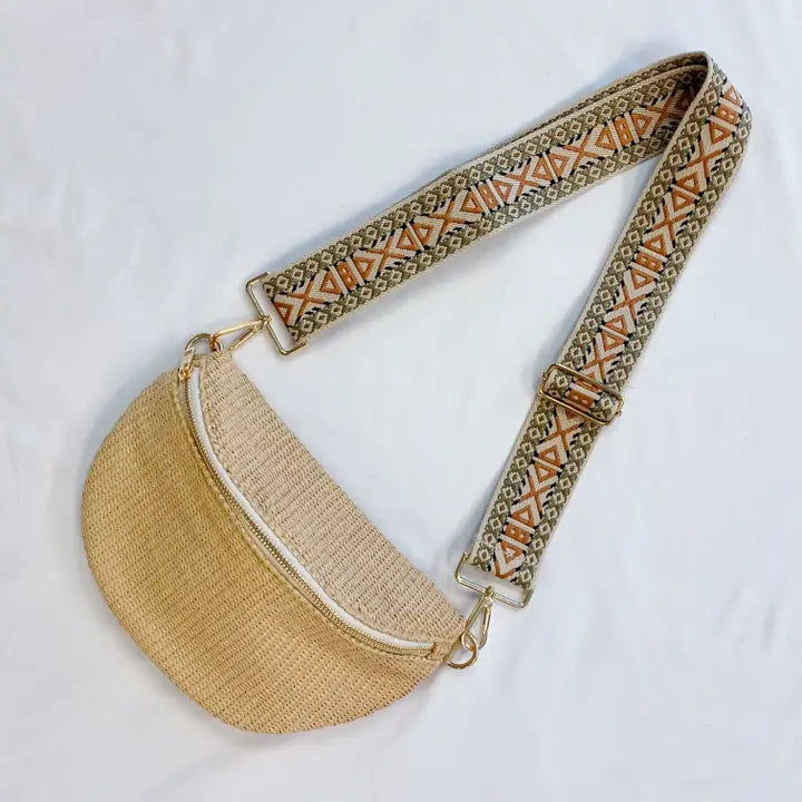 Tan Woven Sling Bag