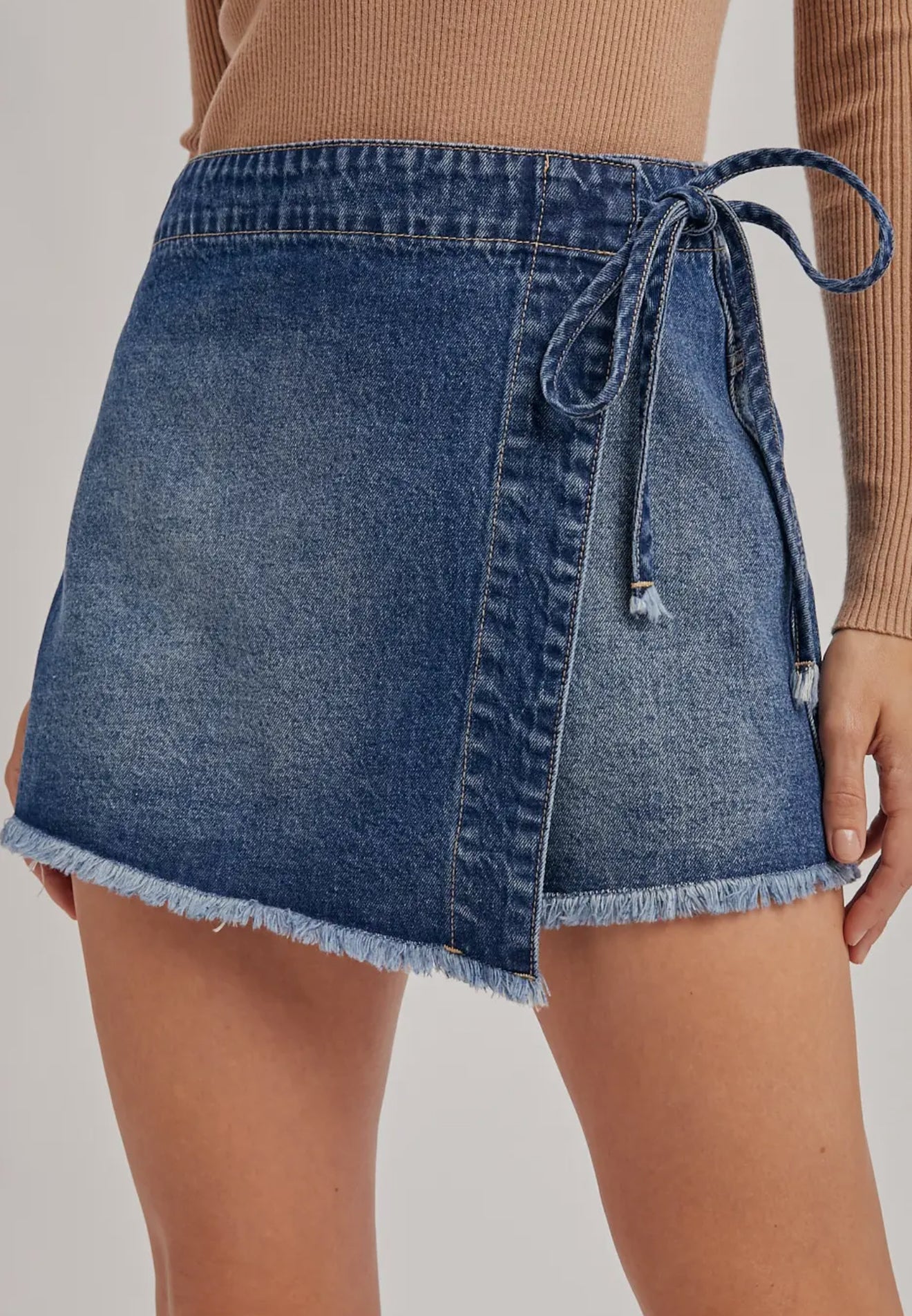 Denim Overlapping Skort