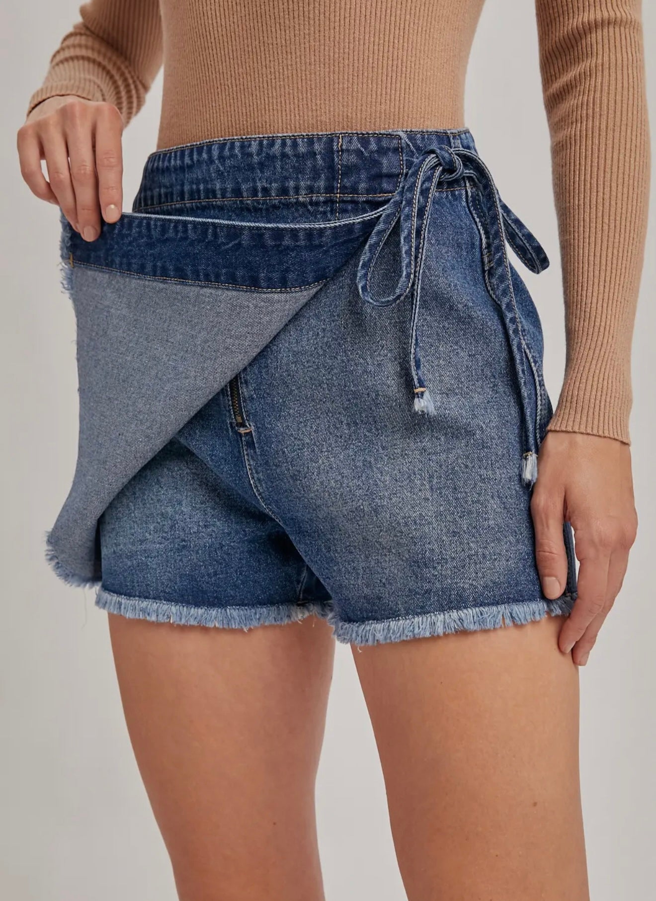 Denim Overlapping Skort