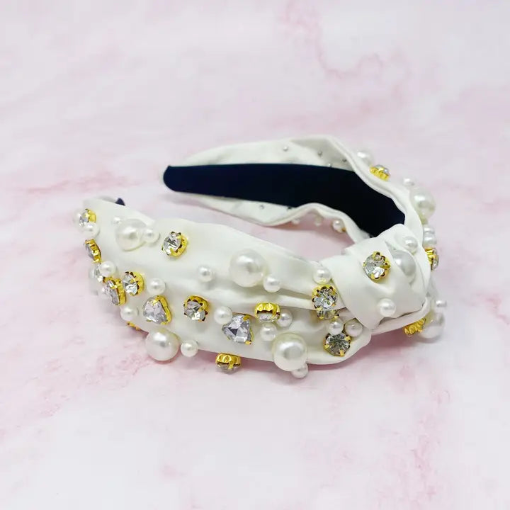 Jeweled White Headband